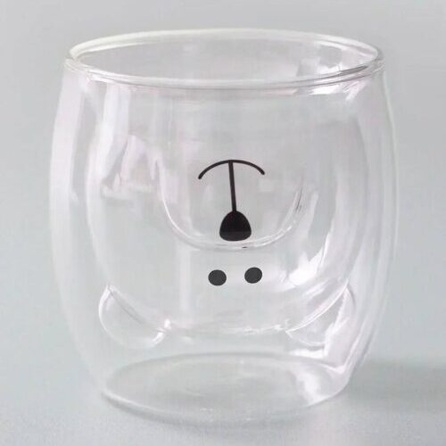 photo1767698764 (1) ماگ پیرکس دوجداره طرح خرس | Bear Double Wall Glass Mug - Image 1